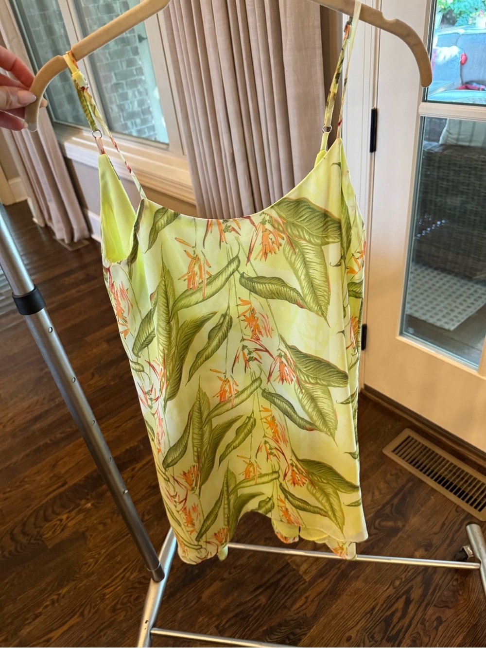 BCBGeneration Lime Green Tropical Print Mini Slip Dress